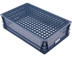 Ящик (лоток) пластиковый перфорированный, 740х465х200 мм, синий [740465200-02]