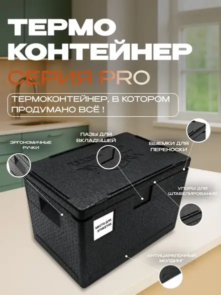 Термоконтейнер TERMOBOX Бытовой Normal, 60 л, 600х400х400 мм, 40кг/м3