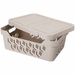 Ящик с крышкой универсальный Deluxe, 12л, светло-бежевый