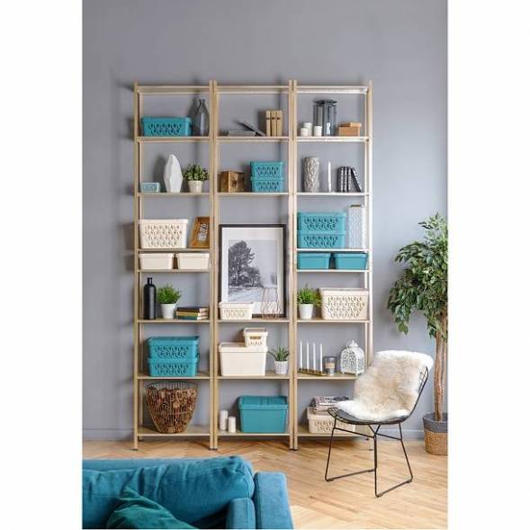 Ящик с крышкой универсальный Deluxe, 12л, светло-бежевый