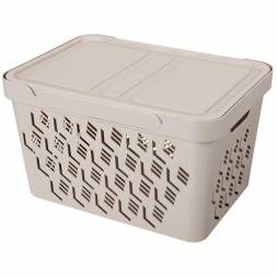 Ящик с крышкой универсальный Deluxe, 18л, светло-бежевый