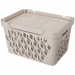 Ящик с крышкой универсальный Deluxe, 18л, светло-бежевый