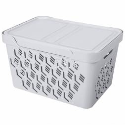 Ящик с крышкой универсальный Deluxe, 18л, светло-серый