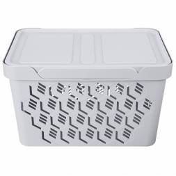 Ящик с крышкой универсальный Deluxe, 18л, светло-серый