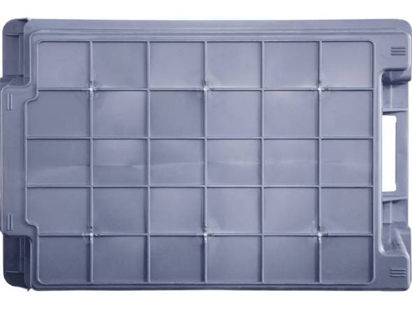 Ящик пластиковый с перфорированными стенками и сплошным дном, 600х400х250 мм, серый [125-1]