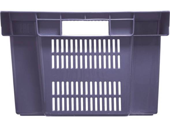 Ящик пластиковый с перфорированными стенками и сплошным дном, 600х400х250 мм, серый [125-1]