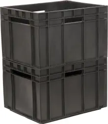 Ящик пластиковый сплошной, 430x345x285 мм, 34 л, черный [309-1]