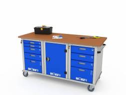 Верстак ДВК мобильный с 3 тумбами WOKER PRO 3514.1800