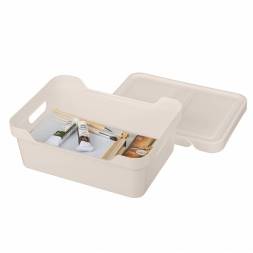 Ящик с крышкой универсальный Luxe, 12л, светло-бежевый