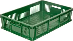 Ящик пластиковый перфорированный, 600×400×140 мм, 27 л, зелёный [705.01.03]