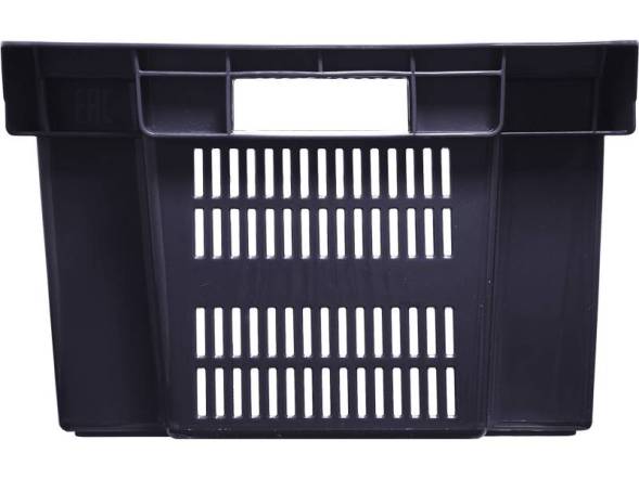 Ящик пластиковый с перфорированными стенками и дном, 600х400х250 мм, черный [125]