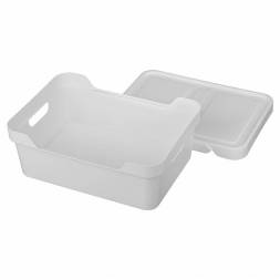 Ящик с крышкой универсальный Luxe, 12л, светло-серый