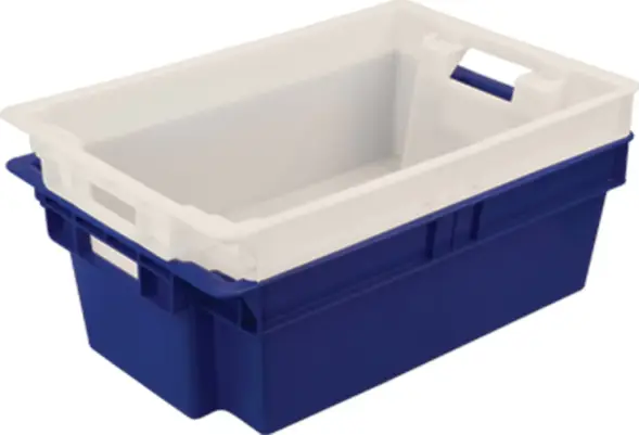 Ящик пластиковый сплошной, 600x400x200 мм, 35 л, синий [206]