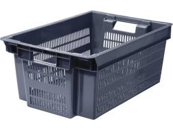 Ящик пластиковый с перфорированными стенками и дном, 600х400х250 мм, серый [125]