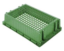 Ящик (евролоток) пластиковый с перфорацией, 600х400х152 мм, зеленый [600400152-03]