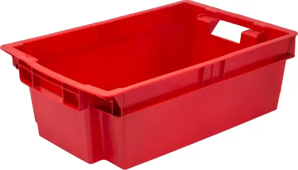 Ящик пластиковый сплошной с гладким дном, 600x400x200 мм, 35 л, красный [206 (1,7)]