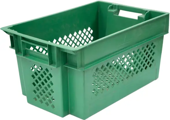 Ящик пластиковый c перфорированными стенками и дном, 600x400x300 мм, 50 л, зеленый [108]