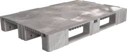 Паллет (поддон) пластиковый сплошной на 3-х полозьях, 1200x800х150 мм, серый [1200800150-02]