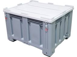 Крупногабаритный сплошной пластиковый контейнер на ножках с откидной крышкой TR-Box, 1200х1000х770 мм, серый [TR-Box 1210 S (758) ZR1]
