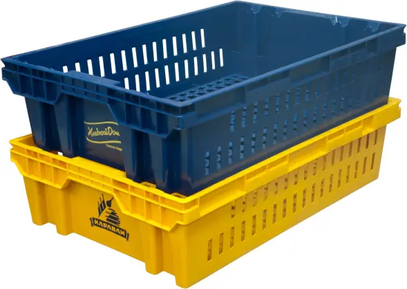 Ящик пластиковый перфорированный, 600x400x152 мм, 27 л, синий [403]