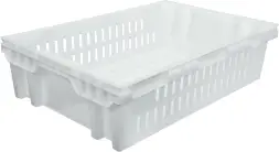 Ящик пластиковый перфорированный, 600x400x152 мм, 27 л, белый [403-1 м]