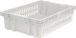 Ящик пластиковый перфорированный, 600x400x152 мм, 27 л, белый [403-2 м]