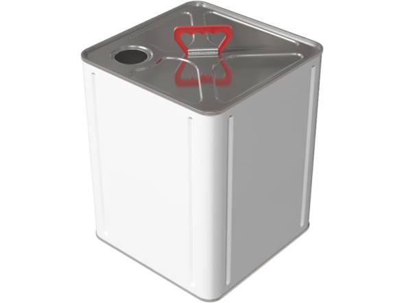 Канистра металлическая квадратная с пластиковой ручкой, 15 л, крышка-берикап 42мм, белый [3774]