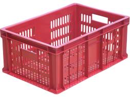Ящик пластиковый перфорированный, 600x400x250 мм, 46 л, красный [201]