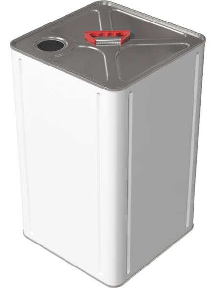 Канистра металлическая квадратная с пластиковой ручкой, 20 л, отверстие под берикап 42мм, белый [3781]