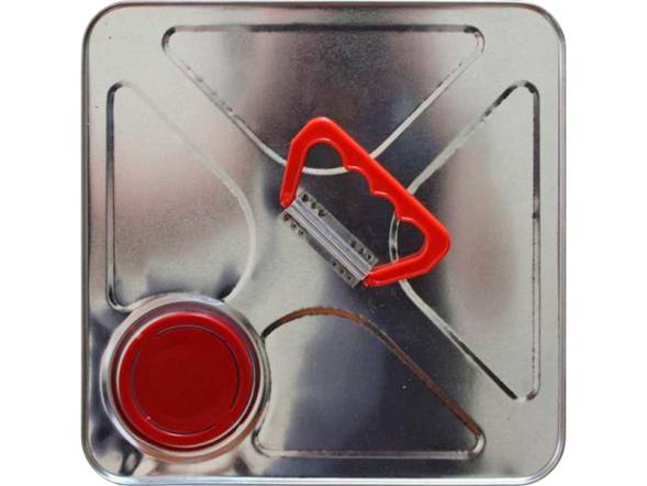 Канистра металлическая квадратная с пластиковой ручкой, 20 л, отверстие под берикап 42мм, белый [3781]