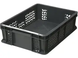 Ящик пластиковый перфорированный, 400×300×120 мм, 10.6 л, чёрный [701.01.02]