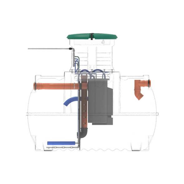 Автономная канализация Rostok Ground 6 с горловиной 1000 мм и самотечным отведением, 2800л, черный [5042.2800.899.001]