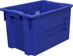 Ящик пластиковый перфорированный, 600x400x350 мм, 63 л, синий [604]